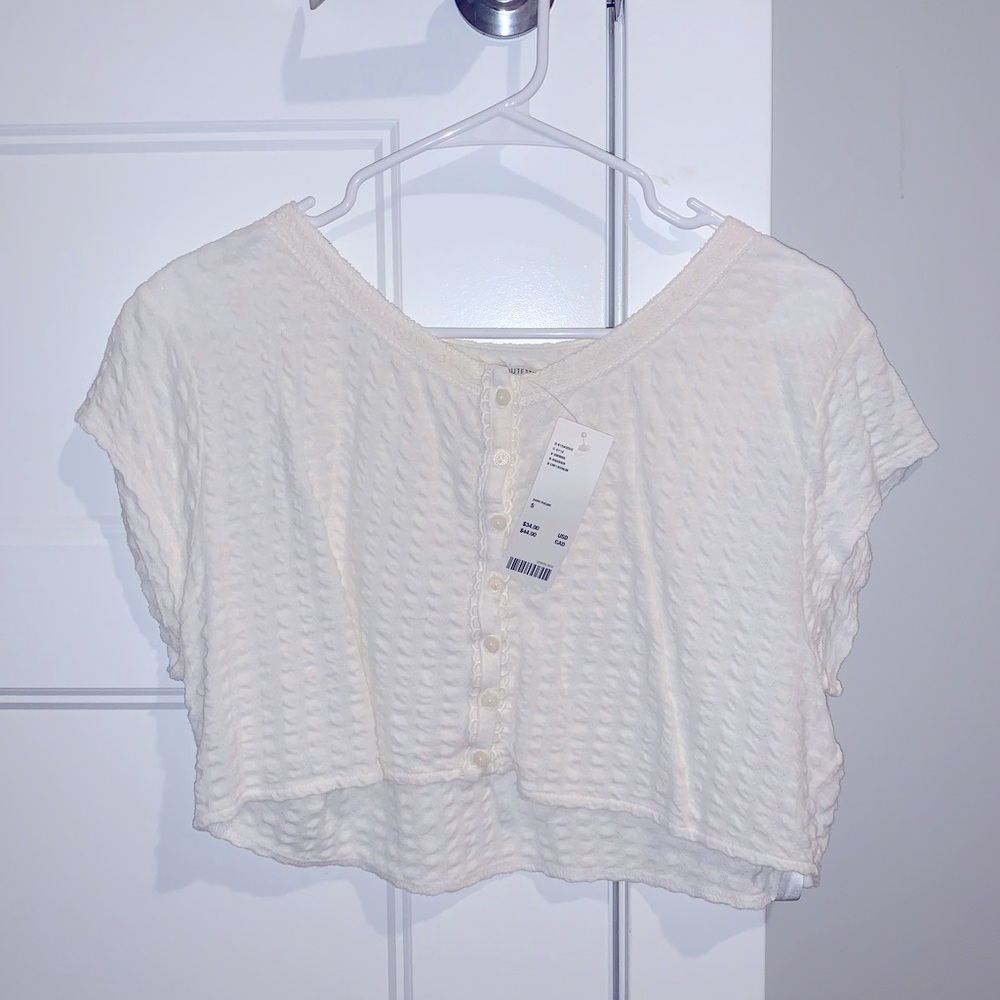 Urban Outfitters White Flowy Crop Blouse